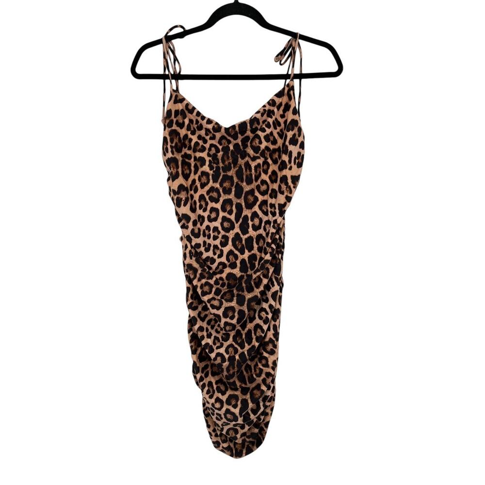 Good American Dress Ruched slip minidress leopard size 4 (18-20) - Picture 2 of 10
